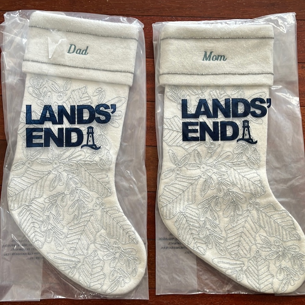 Lands’ End mom and dad stockings